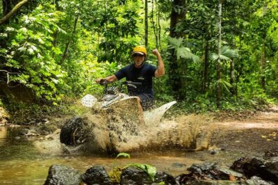 5 Hour Off-Road ATV+ Zipline+ Waterfall Rappelling+ Tractor Jungle Tour - El Encanto Waterfall Rappelling: wet adrenaline, coached step-by-step