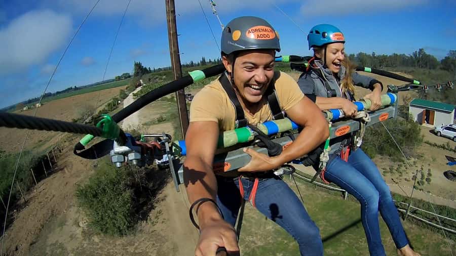 Adrenalin Addo Adventure Park: Zipline, Superman & Swing - The 500m zipline: upright flight over the Sundays River Valley