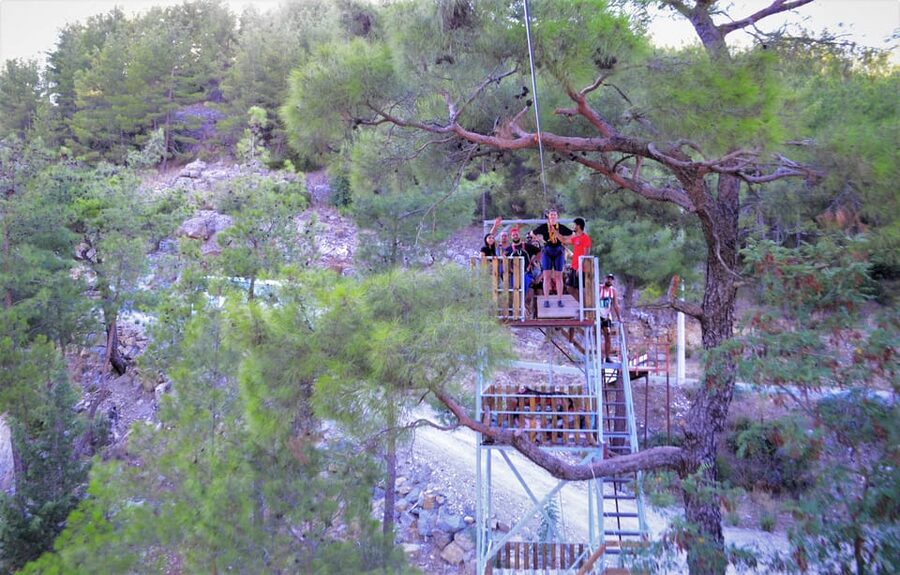 Antalya: Canyoning, Rafting, Quad, Jeep & Zipline with Lunch - Ziplining across the river: the calmer adrenaline finisher