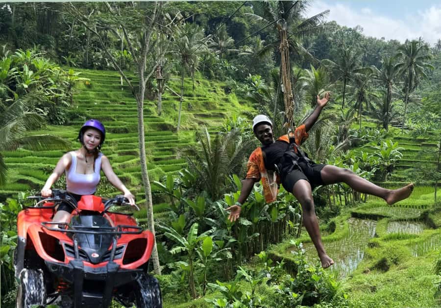 Bali: ATV Rafting Zipline Swing &Sky Bike in Ubud Rice Field - Zipline over rice terraces: the view part that still feels friendly
