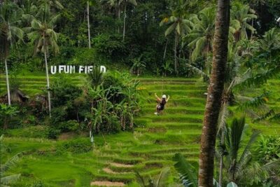 Bali: Zipline + Watersport Trio (Jetski, Parasailing, BananaBoat) - U Fun Field in Ubud: rice terraces, jungle zipline, and photo time