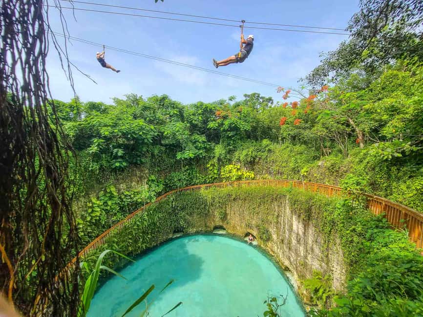 Buggy Ride, Zipline Splash & Waterfall Pool Combo with Lunch - Swimming at the blue lagoon cenote and the waterfall pool