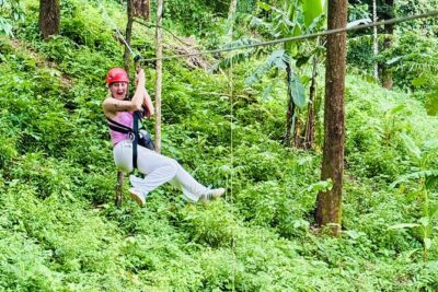 Chiang Mai 3 in 1 Zipline, Elephants and Sticky Waterfall - Ziplining through the jungle canopy: action with hands-on coaching