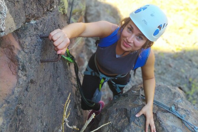 Climbing + Zipline + Via Ferrata + Cave. Adventure route in Gran Canaria - Entering the volcanic tube cave: the speleology intro (and the belly-crawl reality)