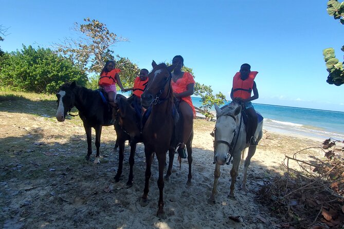 Dunn's River Falls Climb, Zipline and Horseback Riding Private Tour - Ziplining over the canopy: the thrill with strict shoe sense