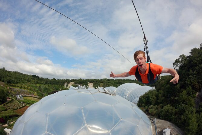 England’s Fastest Zipline at the Eden Project - The Skywire ride itself: up to 60 mph over the Biomes
