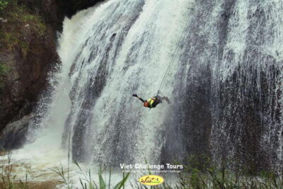 Extreme ZIPLINE 1500M & CANYONING in DA LAT - Getting to Datanla Waterfall and your first zipline (30 minutes)