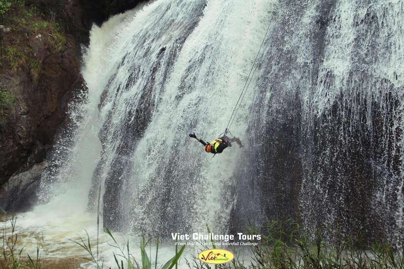 Extreme ZIPLINE 1500M & CANYONING in DA LAT - Getting to Datanla Waterfall and your first zipline (30 minutes)