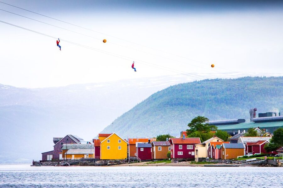 Feel the adrenaline in Mosjøen Zipline - The Main Event: Flying Over the Vefsna River