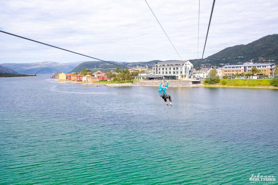 Feel the adrenaline in Mosjøen Zipline - Getting Harnessed on a 70m Platform: Safety That Feels Real
