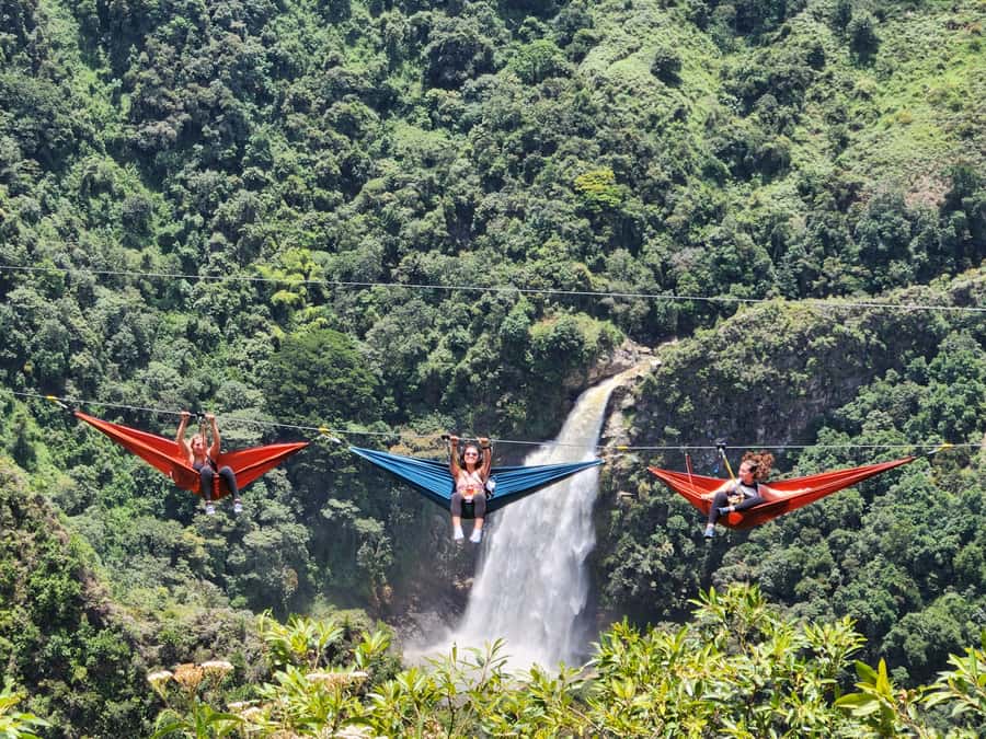 From Medellín: Dream Hammocks, Zipline, & Waterfall Day Trip - The waterfall base hike to El Salto del Buey (100m of mist and momentum)