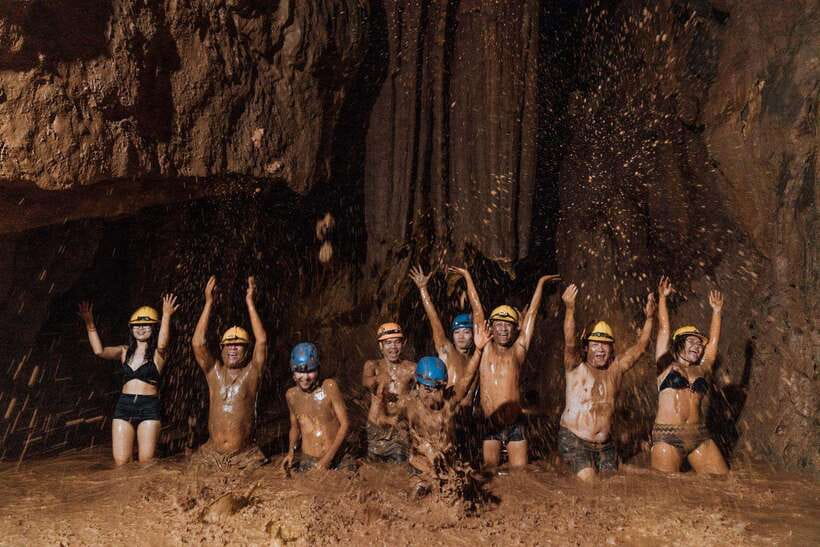 From Phong Nha/DongHoi: Paradise Cave and Zipline Dark Cave - Golf cart to the entrance, then the big formations