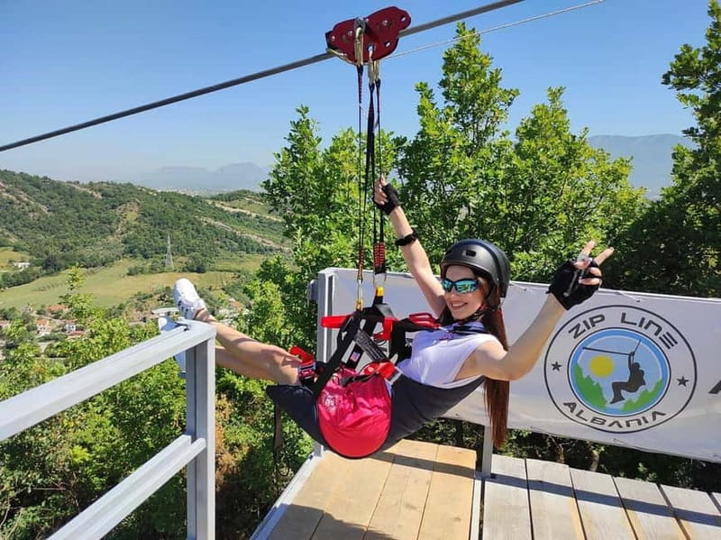 From Tirana: Petrela Zipline Adventure with Transport - On-Site Check-In, Safety Briefing, and Harness Fitting