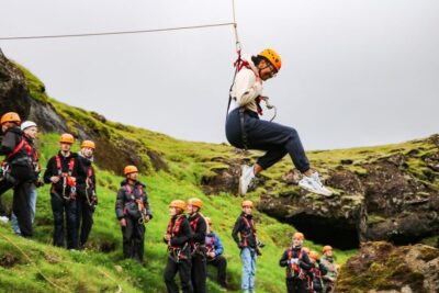 From Vík: Zipline and Hiking Adventure Tour - Getting kitted up at the meeting point near the ocean