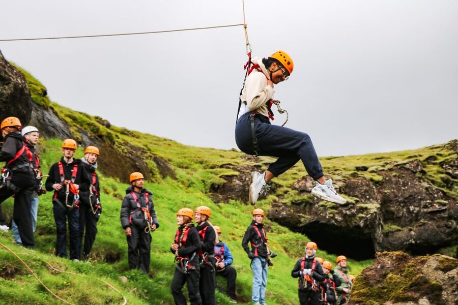 From Vík: Zipline and Hiking Adventure Tour - Getting kitted up at the meeting point near the ocean