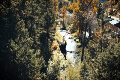 Idaho Springs Cliffside Zipline - The 6-line course: Continental Divide to Line 6 over Chicago Creek
