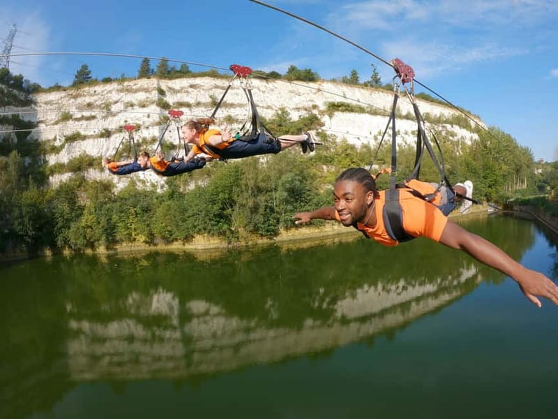 Kent: England’s Longest Zip Wire – 720m Flight over Quarry - The views over Bluewater lakes and chalk cliffs