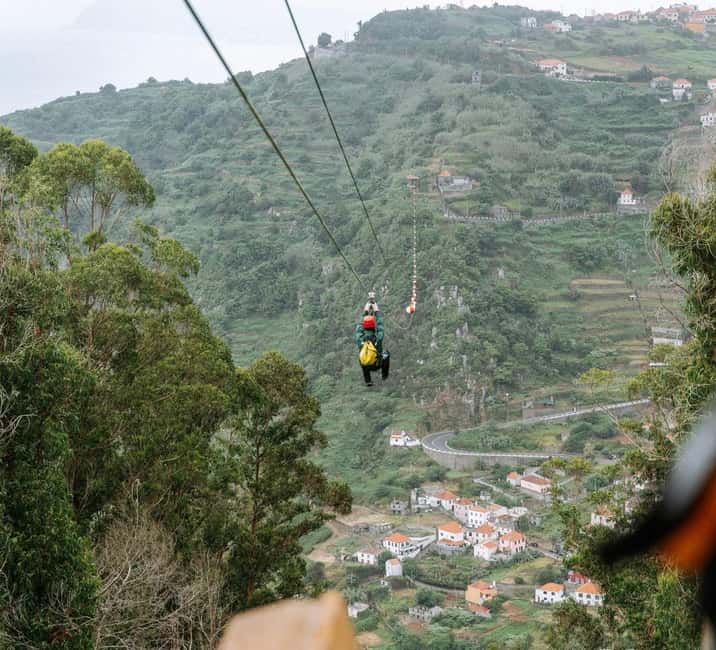Madeira Adrenaline 4x4 Tour: Zipline, Giant Swing and Seixal - Zipline at 320m: the quick hit of speed and height