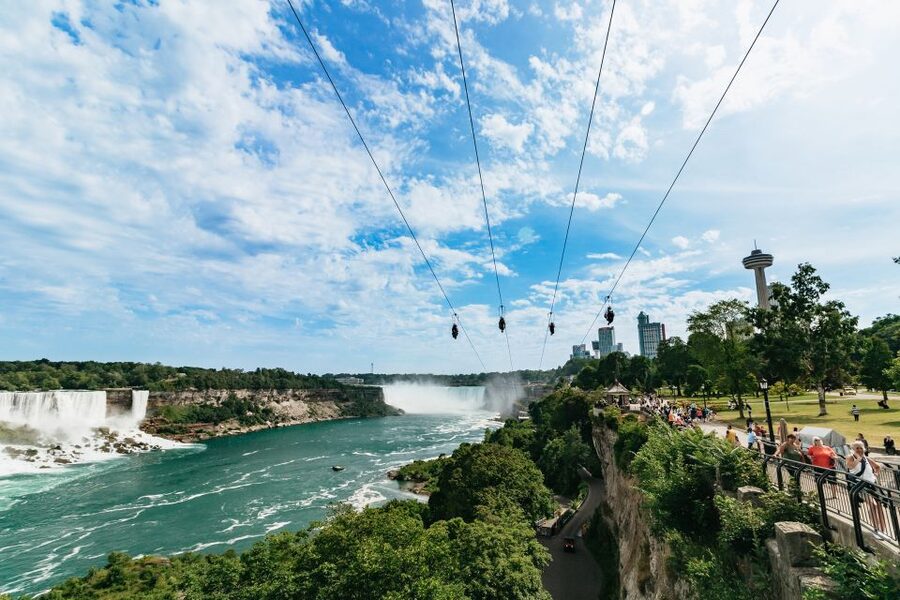 Niagara Falls, Canada: Zipline to The Falls - Helmet on, harness checked: the safety process that helps nervous riders