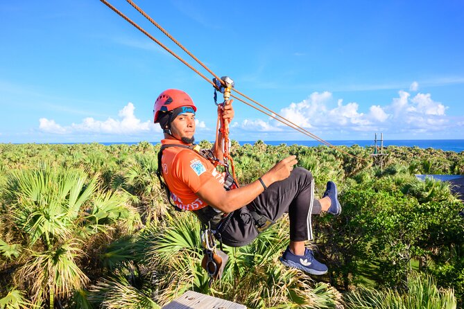 Ocean Zipline Adventure in Puerto Plata at Coconut Cove Beach - Ocean Zipline 101: 1200 ft at 18 mph over Coconut Cove Bay