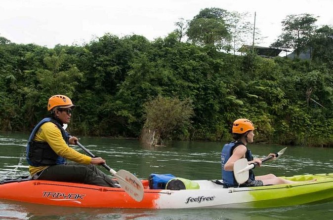 One Day Kayaking, Zipline and Tubing In Cave from Vang Vieng - From your hotel to Khmu Village: the kayaking warm-up