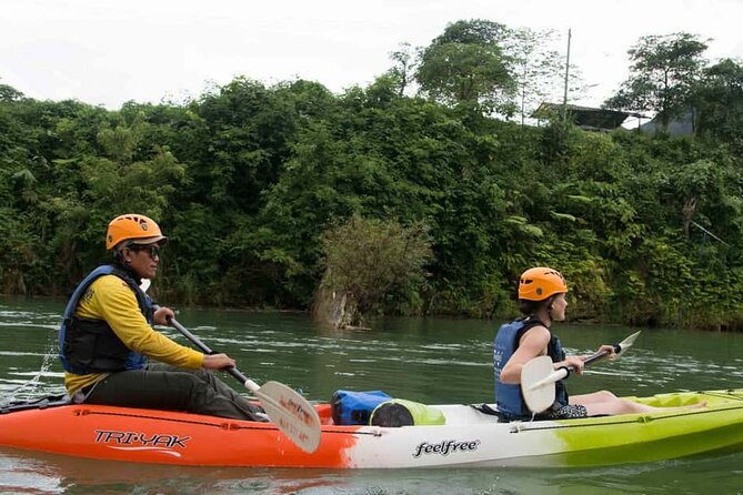 One Day Kayaking, Zipline and Tubing In Cave from Vang Vieng - Nam Song River kayaking: peaceful scenery with real instruction