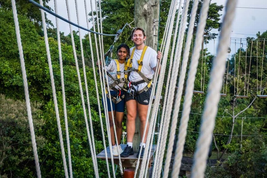 Singapore: Mega Adventure Zipline - MegaBounce: bungee-assisted trampoline flips on the Siloso beachfront