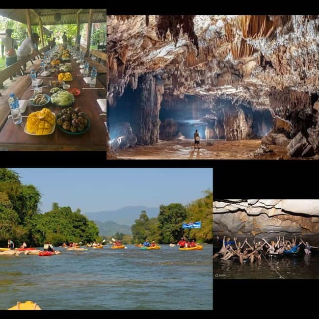 Vang Vieng: Zipline, Cave Tube, Trek, Kayak and Blue Lagoon - Underwater cave tubing and cave hiking: the rope-and-tire moment