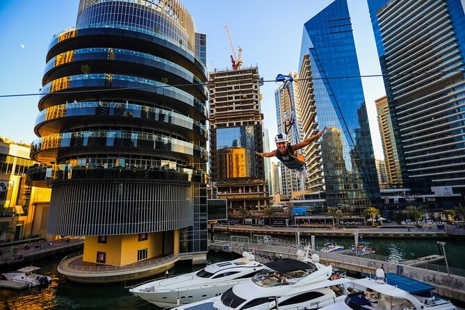 Xline Dubai Marina Zipline Experience With Transfers Option - The ride itself: Amwaj Towers to Dubai Marina Mall