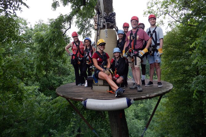 Zipline Adventure in Galena, Illinois - A tree-top start with a 40-foot rappel