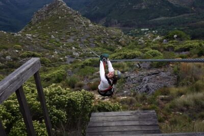 Zipline Cape Town - From Foot of Table Mountain Reserve - First flight: platforms above Cape Town and the 270m canyon glide