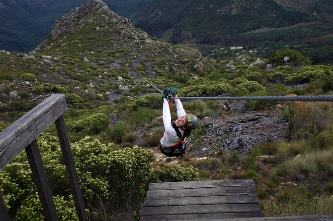 Zipline Cape Town - From Foot of Table Mountain Reserve - First flight: platforms above Cape Town and the 270m canyon glide