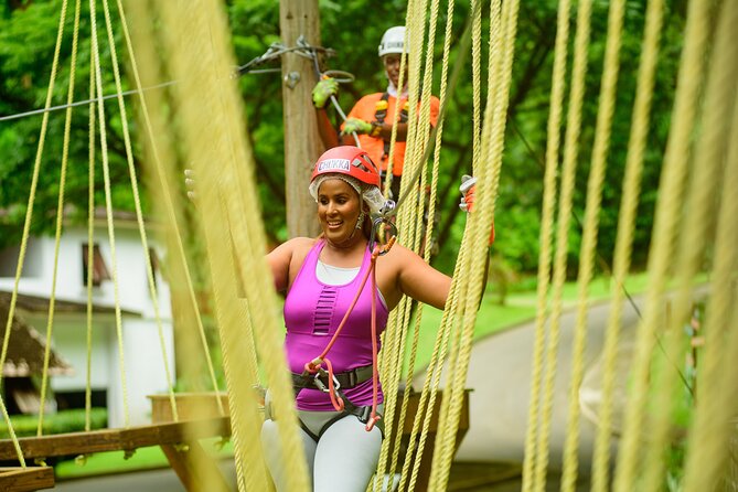 Zipline Experience & Obstacle Course at Harrison's Cave by Chukka - Gully Challenge Course: 14 elements of high-ropes work